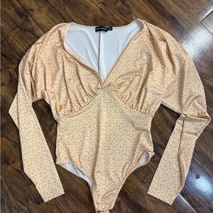 Leopard Print Bodysuit - Cream and Tan